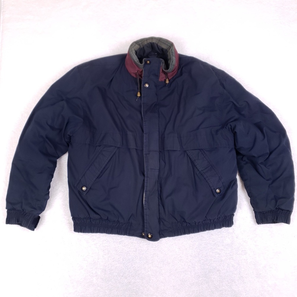 Eagles Ridge Outfitters Vintage Puffer Bomber Jacket XL Navy Blue Gorpcore Hood
